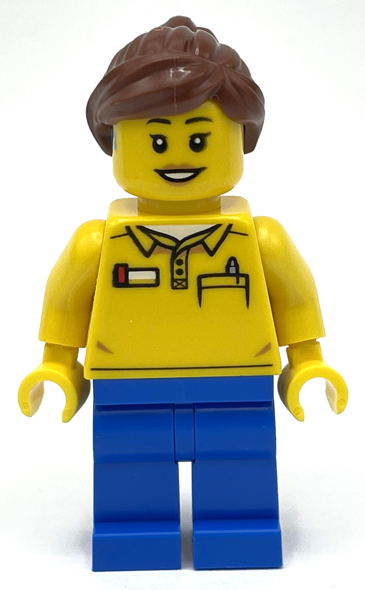LEGO LEGO Employee, Yellow Torso, Blue Legs, Reddish Brown (fig-012879)