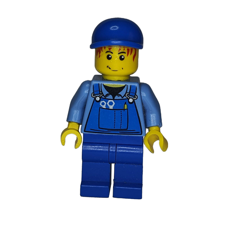 LEGO Medium Blue Torso, Blue Overall, Blue Cap (86035) (fig-012886)