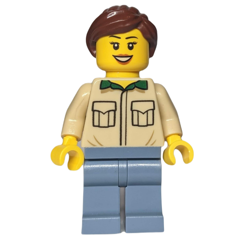 LEGO Tan Torso, Sand Blue Legs, Reddish Brown Hair (fig-012894)