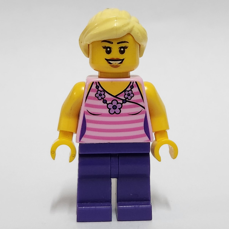 LEGO Bright Pink Torso, Dark Purple Legs, Bright Light Yellow Hair (fig-012955)