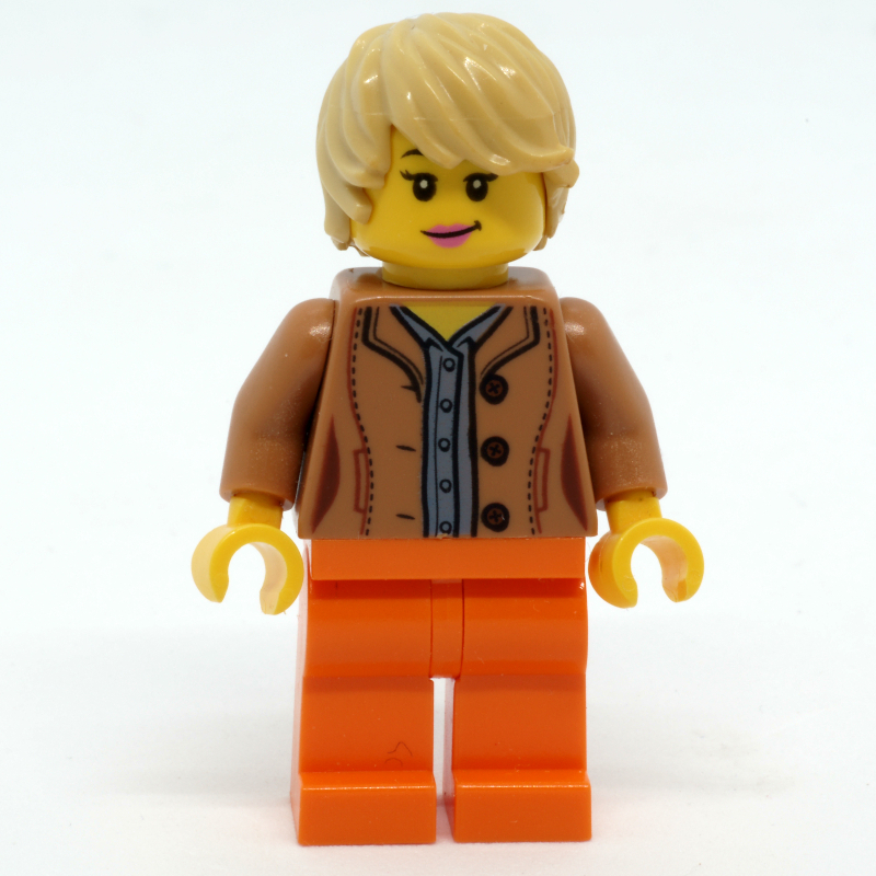 LEGO Medium Nougat Torso, Bright Light Orange Legs, Tan Hair (fig-012964)