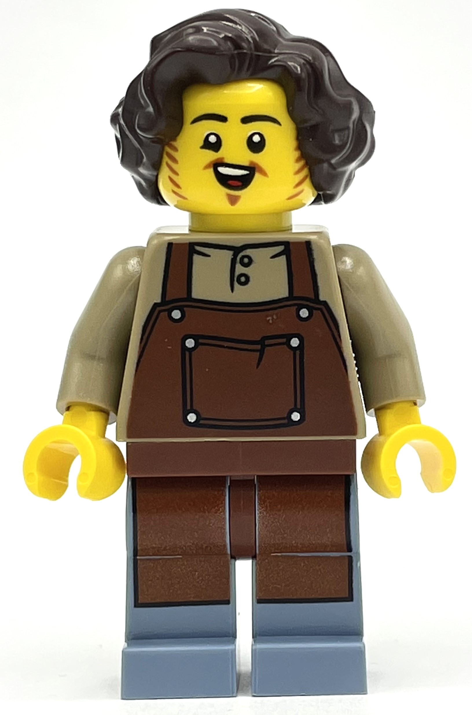 LEGO Castle Man, Reddish Brown Apron, Dark Brown Hair (fig-012978)