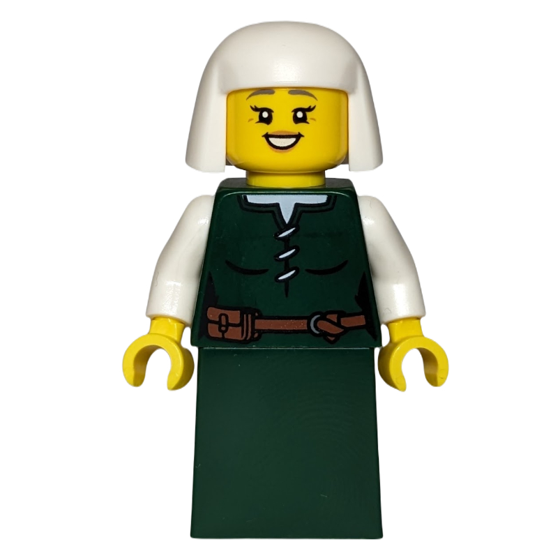 LEGO Castle Woman, Dark Green Dress, White Headdress (fig-012980)