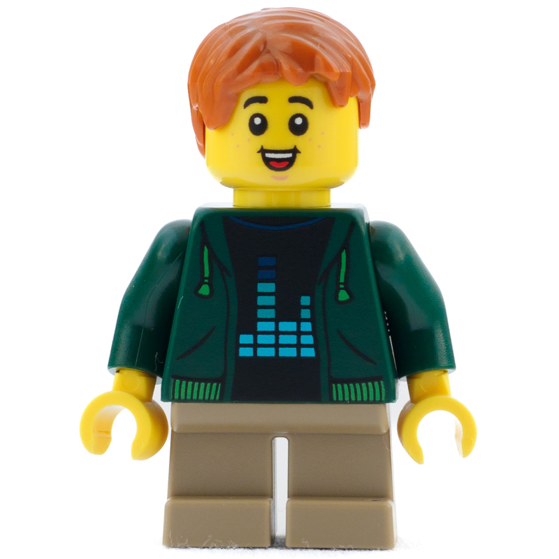 LEGO Kid - Dark Green Torso, Dark Tan Legs, Dark Orange Hair (fig-013020)