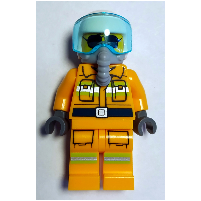 LEGO Pilot, Orange Torso, Orange Legs, White Helmet, Breathing Apparatus (Allie Aires) (fig-013029)
