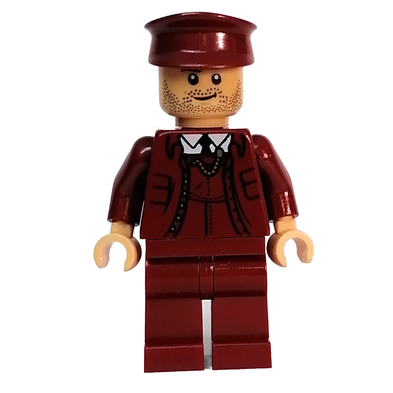LEGO Train Conductor, Dark Red Suit, Dark Red Cap, Warm Tan Head (fig-013033)