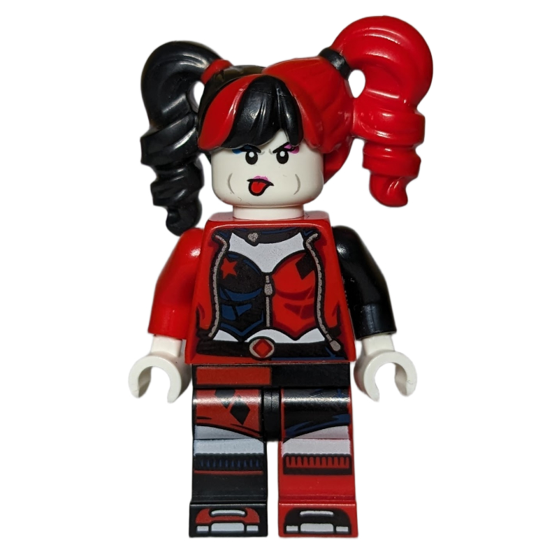 LEGO Harley Quinn in Black and Red Jester Outfit, Black/Red Hair (fig-013078)