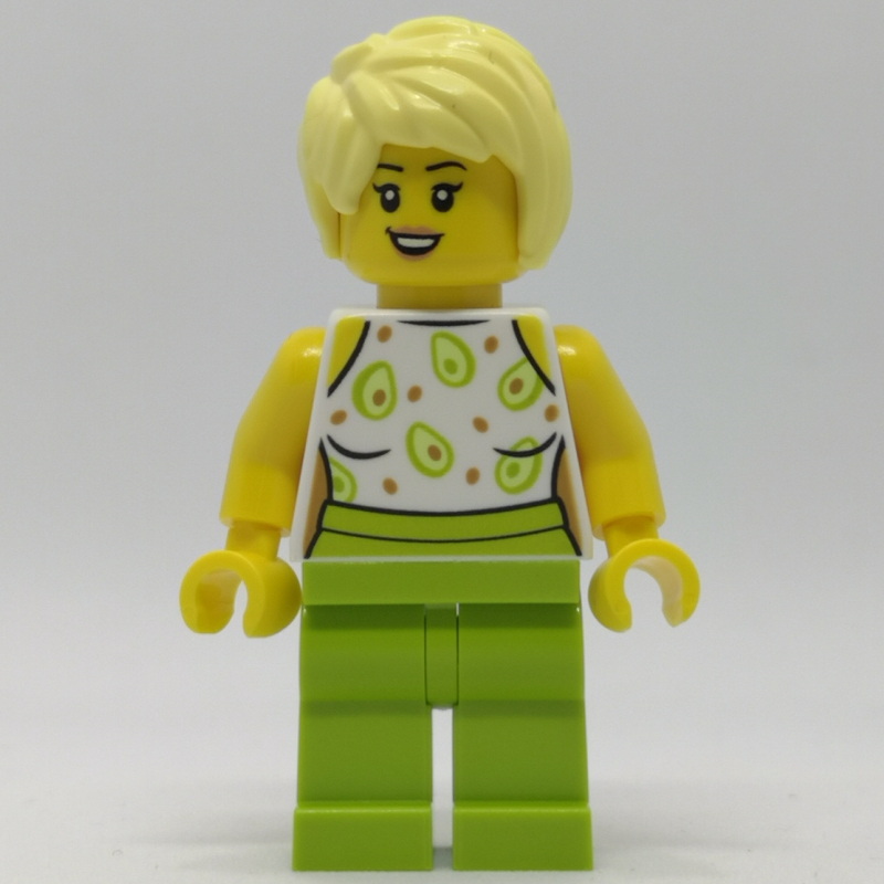LEGO White Torso, Lime Legs, Tan Hair (fig-013101)