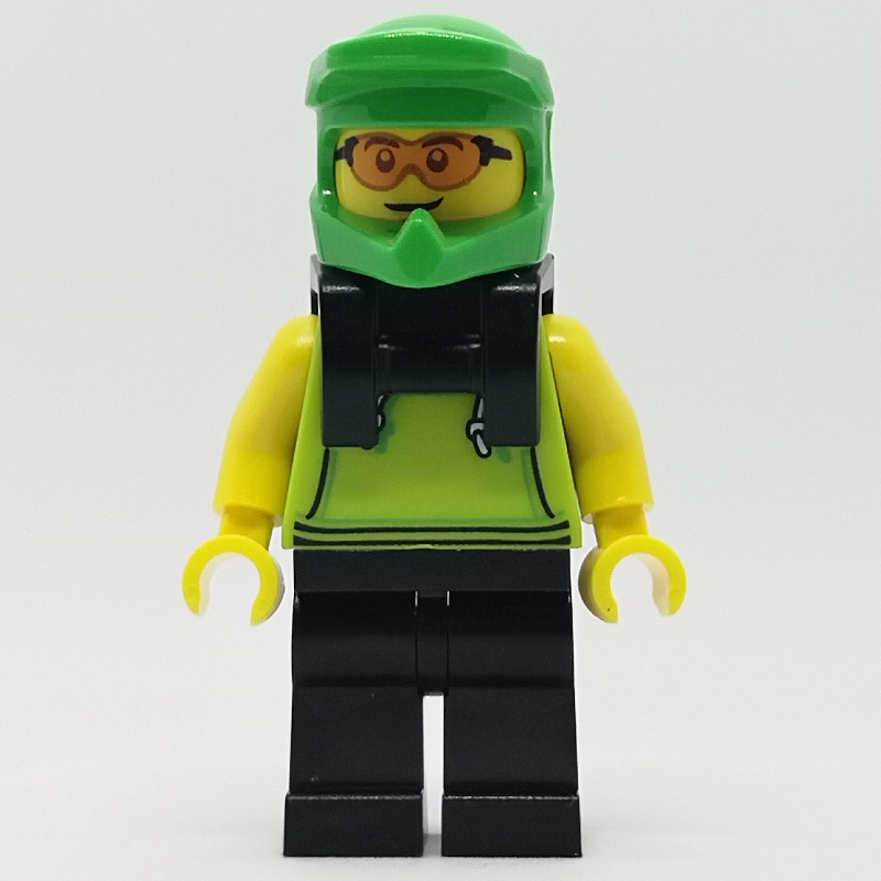 LEGO Lime Torso, Black Legs, Lime Helmet, Neck Bracket (fig-013102)