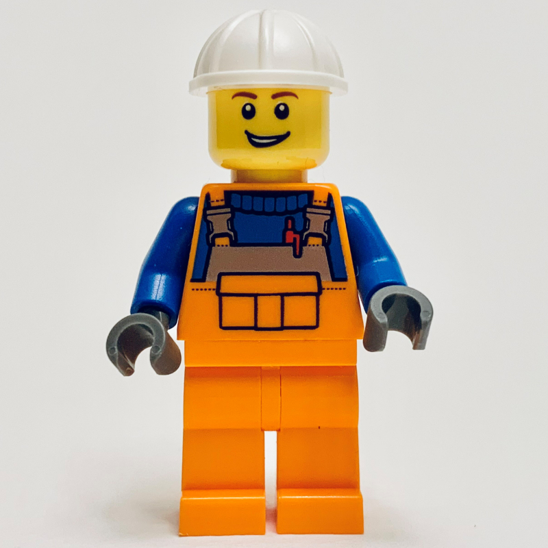 LEGO Robbie Rolla, Orange Overall, White Helmet (fig-013106)