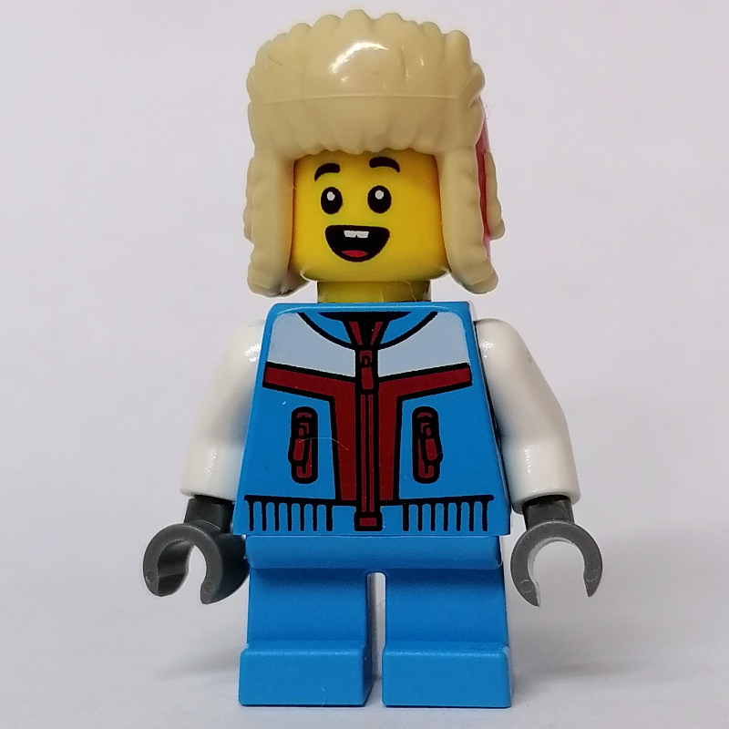 LEGO Kid - Dark Azure Torso, Dark Azure Legs, Red/Tan Fur Hat (fig-013147)
