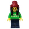 Bright Green Torso, Dark Blue Legs, Dark Red Beanie, Black Hair