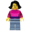 Dark Pink Torso, Sand Blue Legs, Black Hair