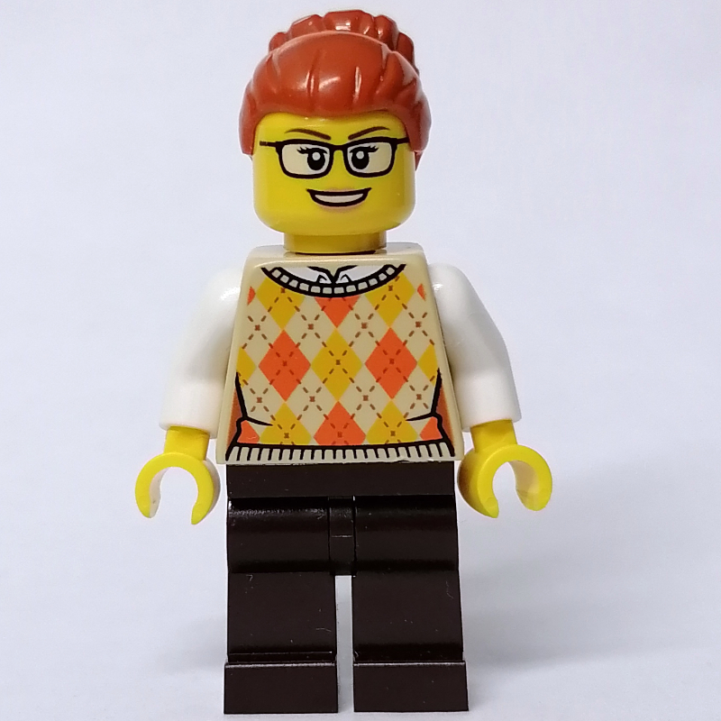 LEGO Tan Torso, Dark Brown Legs, Dark Orange Hair (fig-013151)