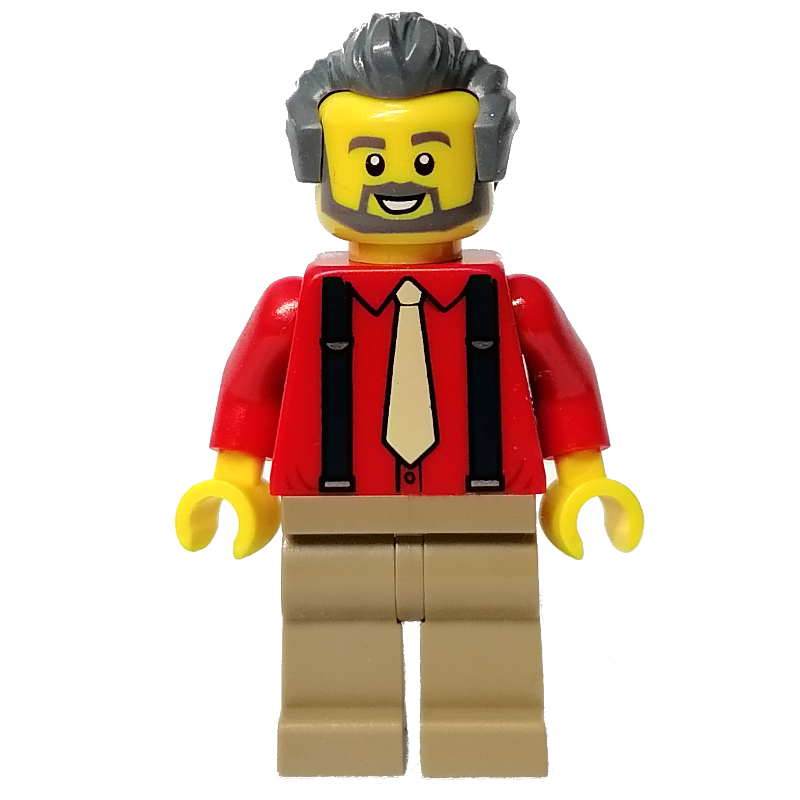 LEGO Red Torso, Dark Tan Legs, Dark Bluish Grey Hair (fig-013152)