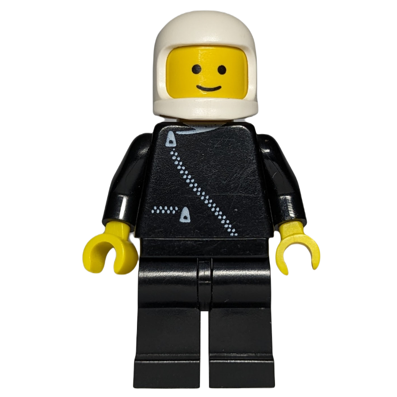 LEGO Policeman, Black Jacket with Zipper, White Helmet (3842c Helmet) (fig-013157)