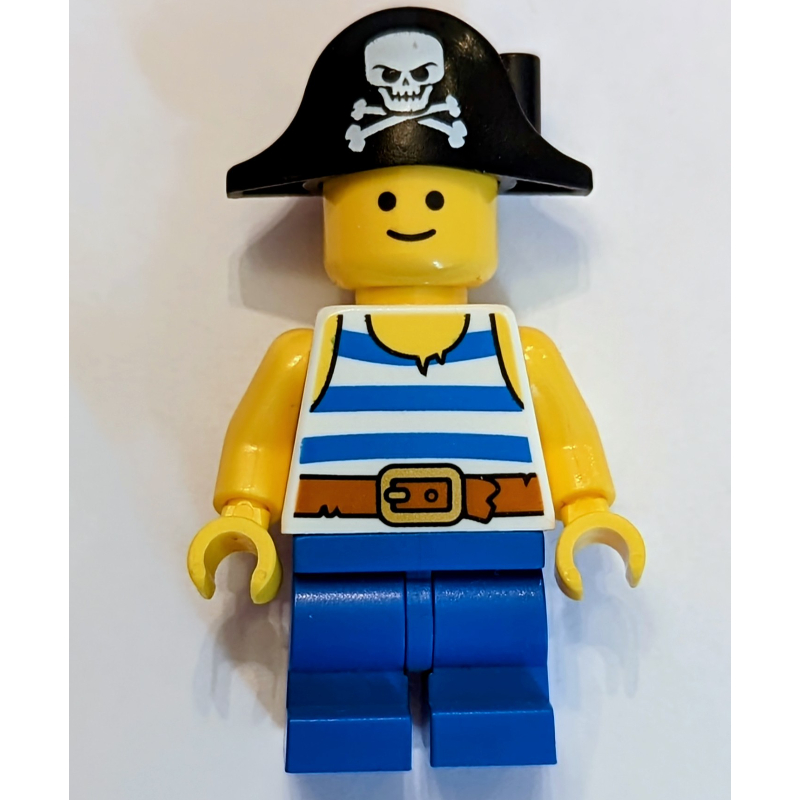 LEGO Blue Medium Legs, White Torso, Black Pirate Hat (fig-013189)