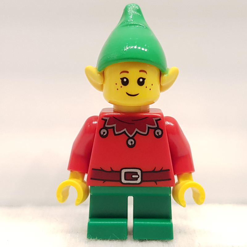 LEGO Elf - Red Torso, Green Legs, Bright Green Hat (fig-013198)