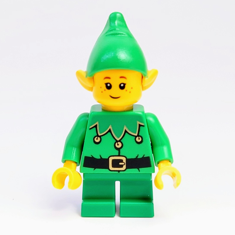 LEGO Elf - Bright Green Torso, Green Short Legs, Bright Green Hat, Freckles (fig-013209)