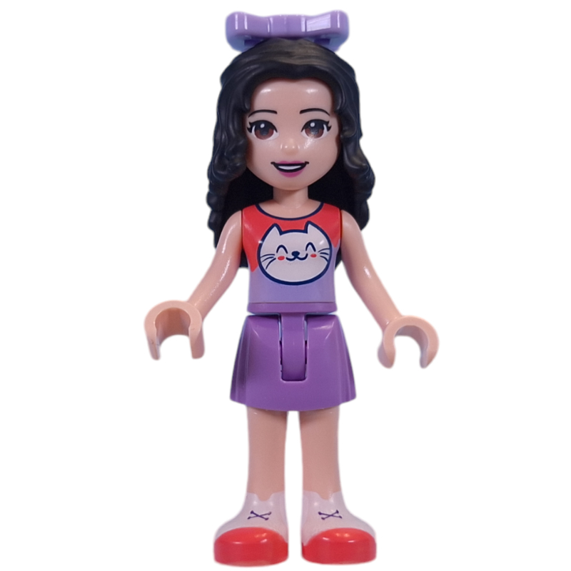 LEGO Emma - Coral Top, Medium Lavender Skirt, Bow (fig-013220)