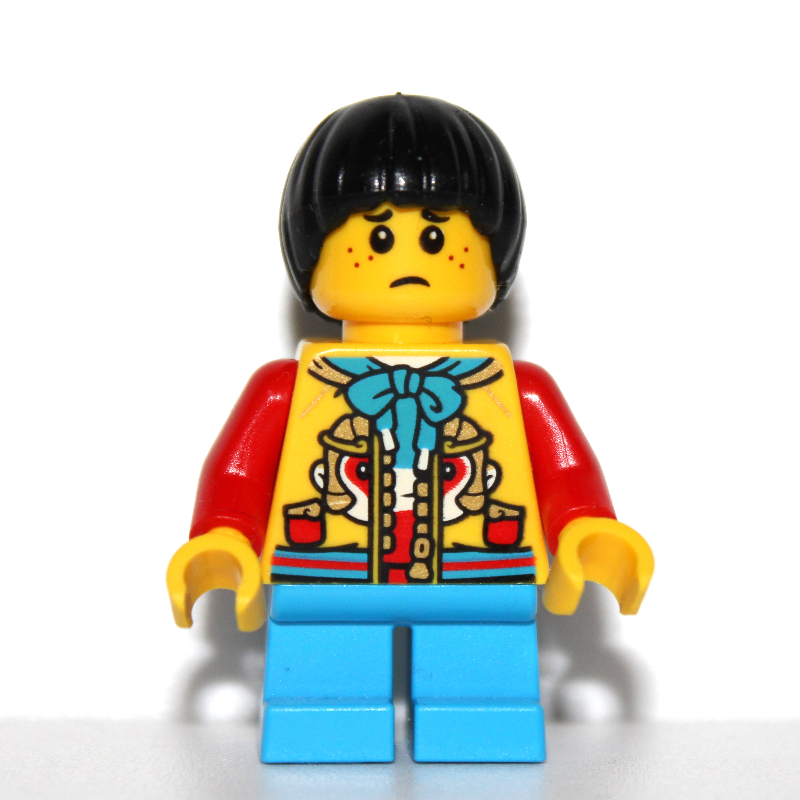 LEGO Kid - Yellow Torso, Dark Azure Legs, Black Hair (fig-013225)