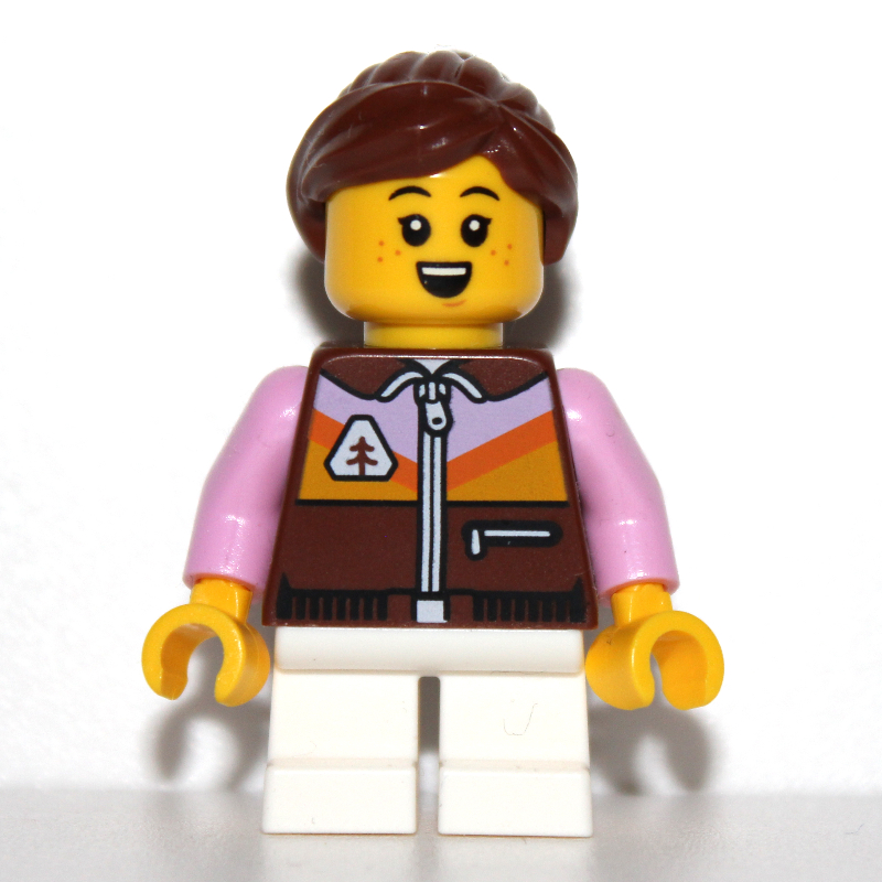 LEGO Kid - Reddish Brown Torso, White Legs, Reddish Brown Hair (fig-013228)