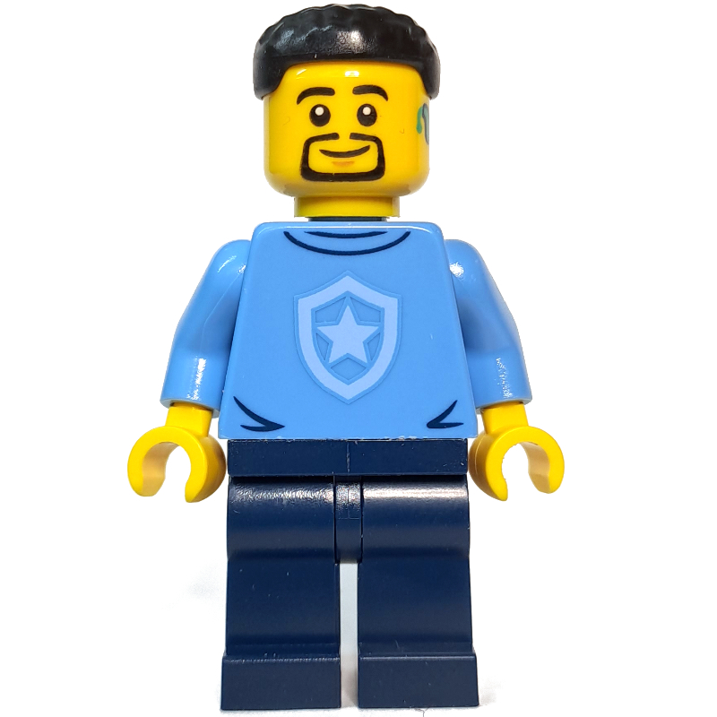 LEGO Police Officer, Sweater with Police Badge, Black Hair, Goatee and Hearing Aid (fig-013320)