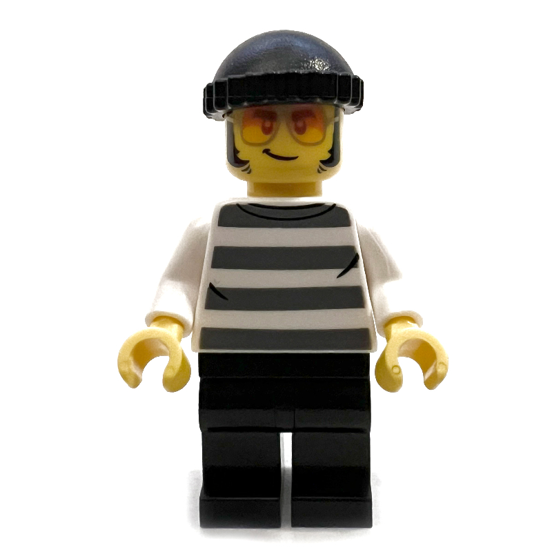 LEGO Criminal, Prison Sweater, Black Legs, Black Beanie, Orange Glasses (fig-013325)