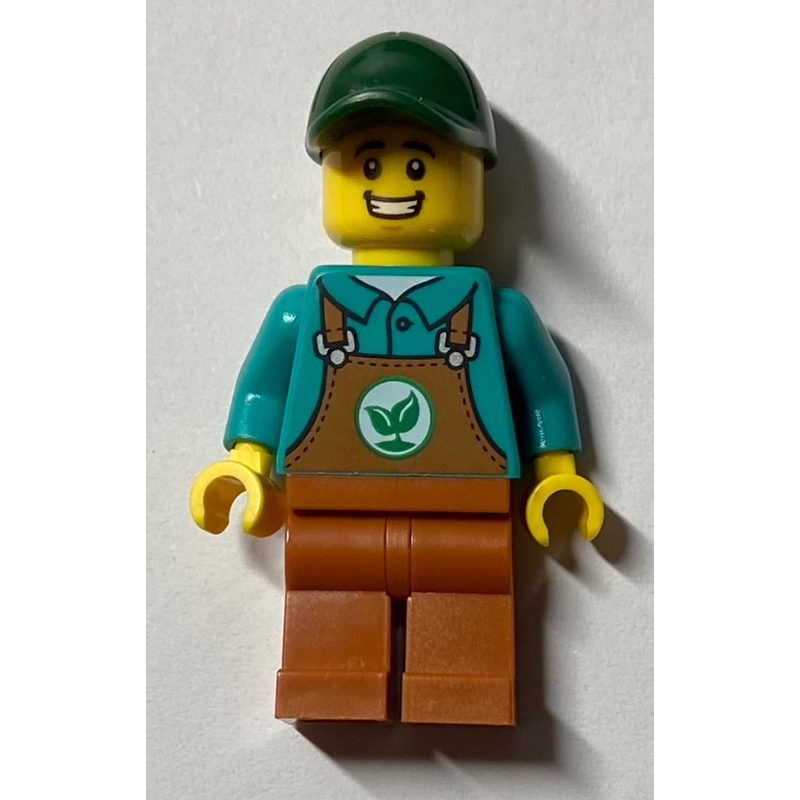 LEGO Gardener, Dark Turquoise Shirt, Dark Orange Overalls, Dark Green Cap (fig-013327)