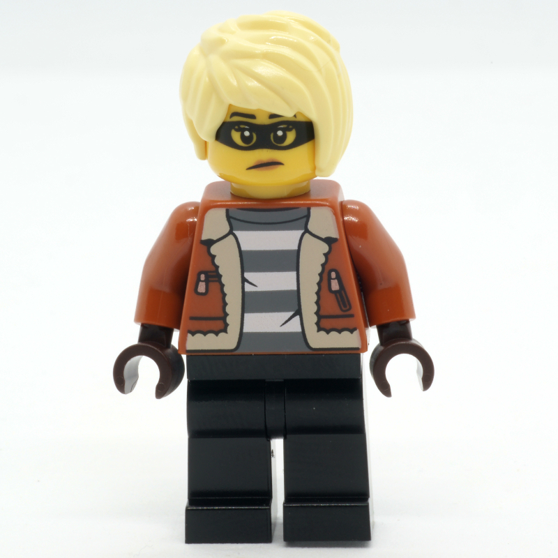 LEGO Criminal, Dark Orange Jacket, Black Legs, Bright Light Yellow Hair (fig-013349)