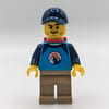 Dirt Bike Rider, Male - Dark Azure Top, Dark Tan Legs, Red Backpack, Dark Blue Cap