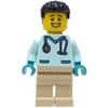 Vet, Light Aqua Shirt, Tan Legs, Black Hair
