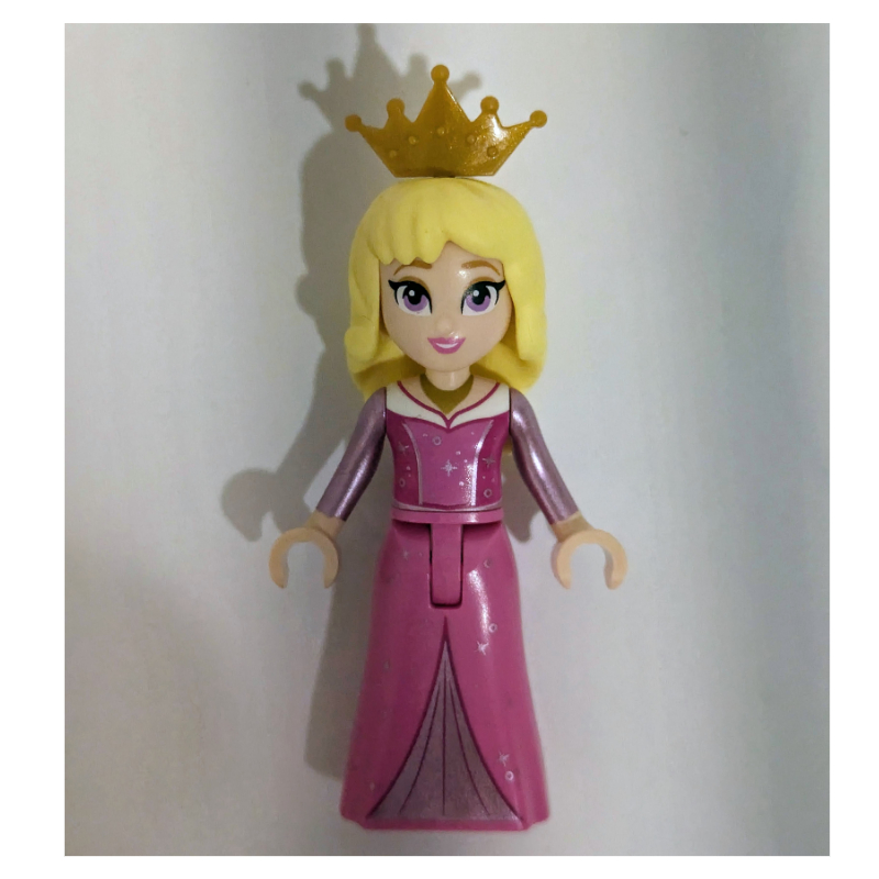 LEGO Aurora - Dark Pink Dress, Silver Decoration, Pearl Gold Crown, Big Eyes (fig-013373)