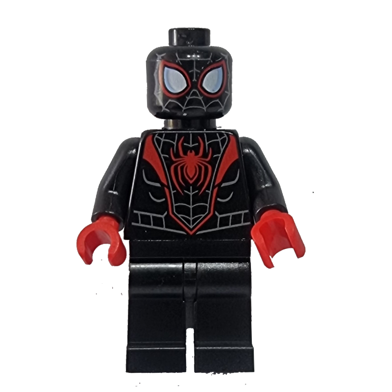 LEGO Spider-Man (Miles Morales), Red Hands, Gray Face Webbing (fig-013381)