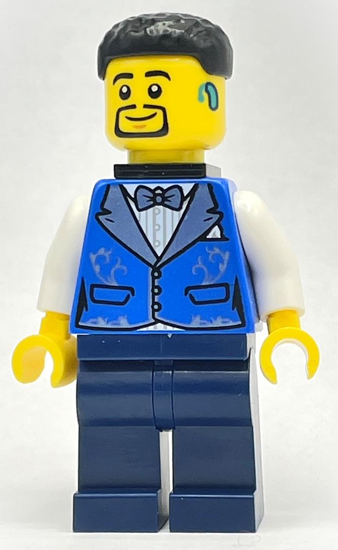 LEGO Bass Player - Blue Torso, Dark Blue Legs, Black Hair, Black Neck Bracket (fig-013488)