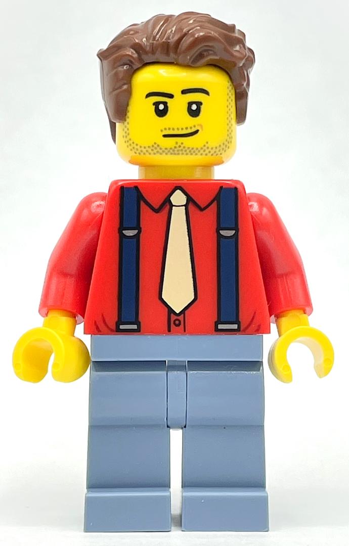 LEGO Tailor - Red Torso, Sand Blue Legs, Reddish Brown Hair (fig-013490)