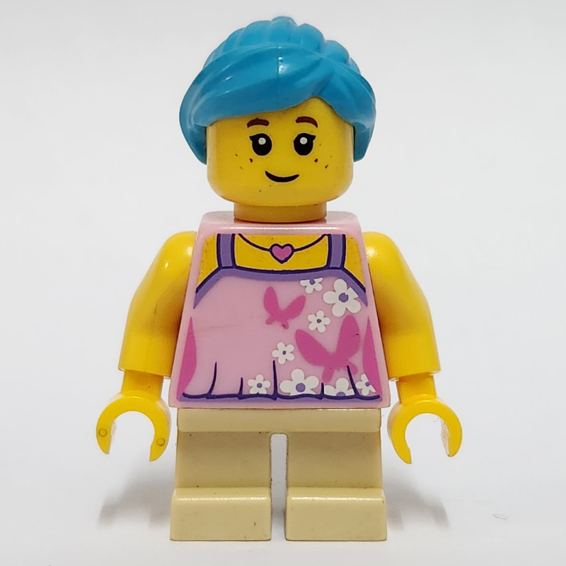 LEGO Girl, Bright Pink Top, Short Tan Legs, Dark Azure Hair (fig-013499)