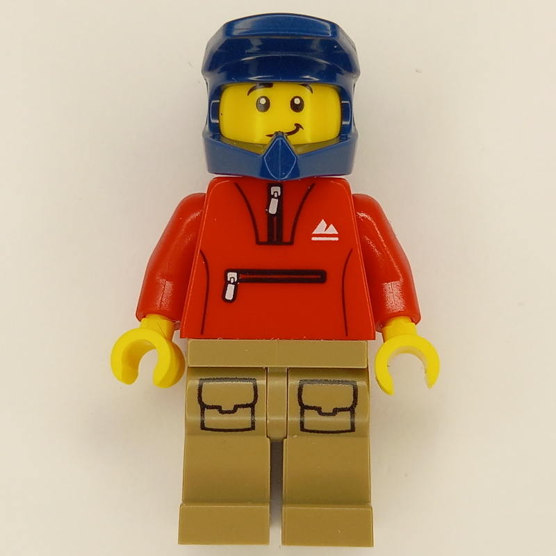 LEGO Red Torso, Dark Tan Legs, Dark Blue Helmet (fig-013509)