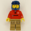 Red Torso, Dark Tan Legs, Dark Blue Helmet