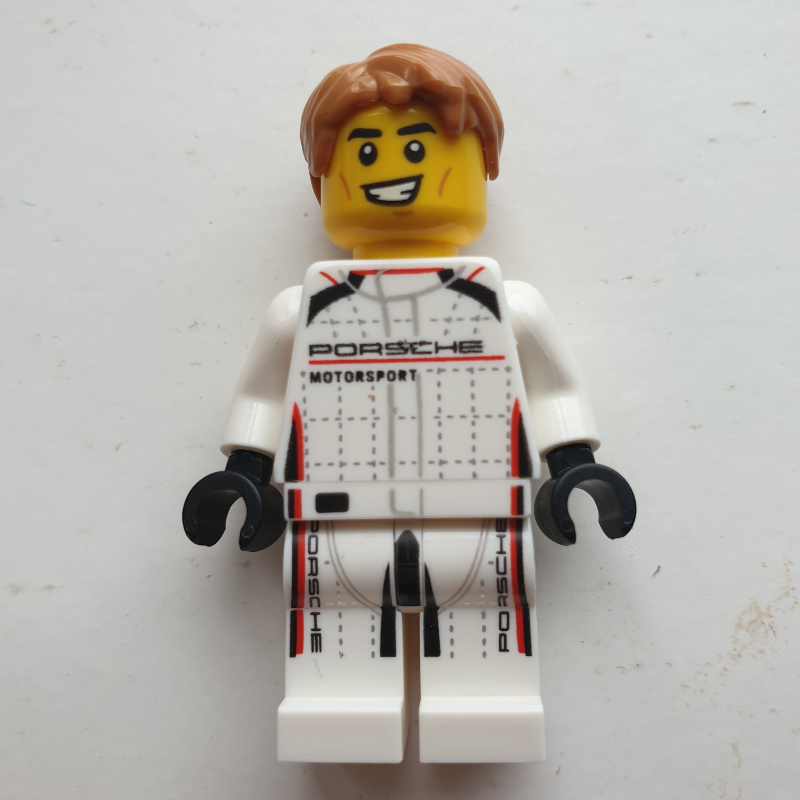 LEGO Race Driver, White Race Suit with 'Porsche' (fig-013524)