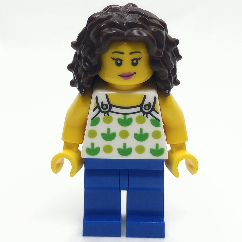 LEGO White Torso, Apples, Blue Legs, Dark Brown Hair (fig-013554)