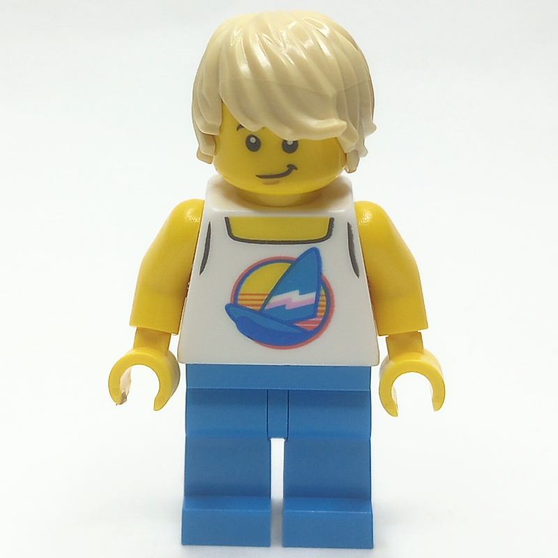 LEGO White Torso, Surfboard, Dark Azure Legs, Tan Hair (fig-013555)