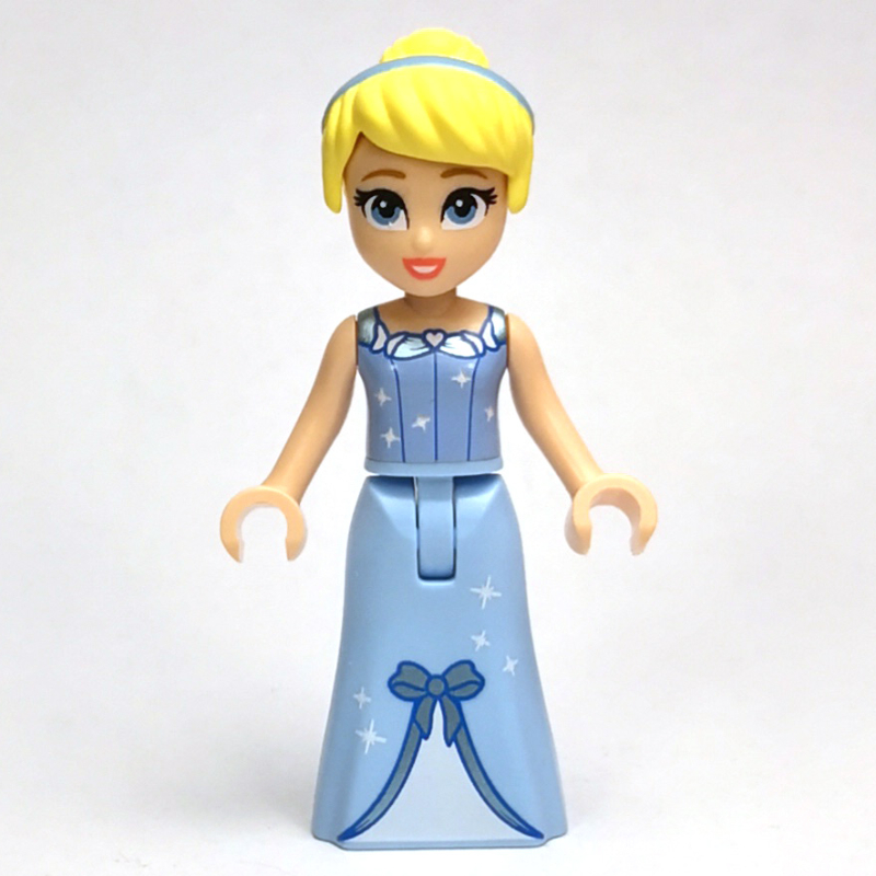 LEGO Cinderella - Bright Light Blue Dress, White Under-Dress - Thin Hinge, Hair Band (fig-013559)
