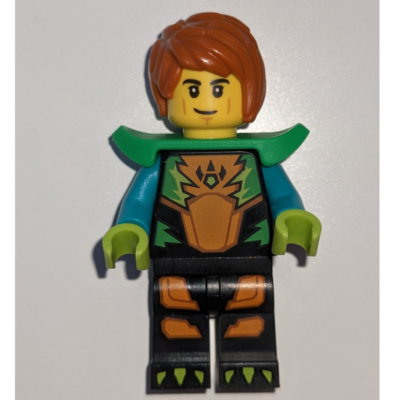 LEGO Stunt Rider, Black, Orange, and Green Race Suit (fig-013572)