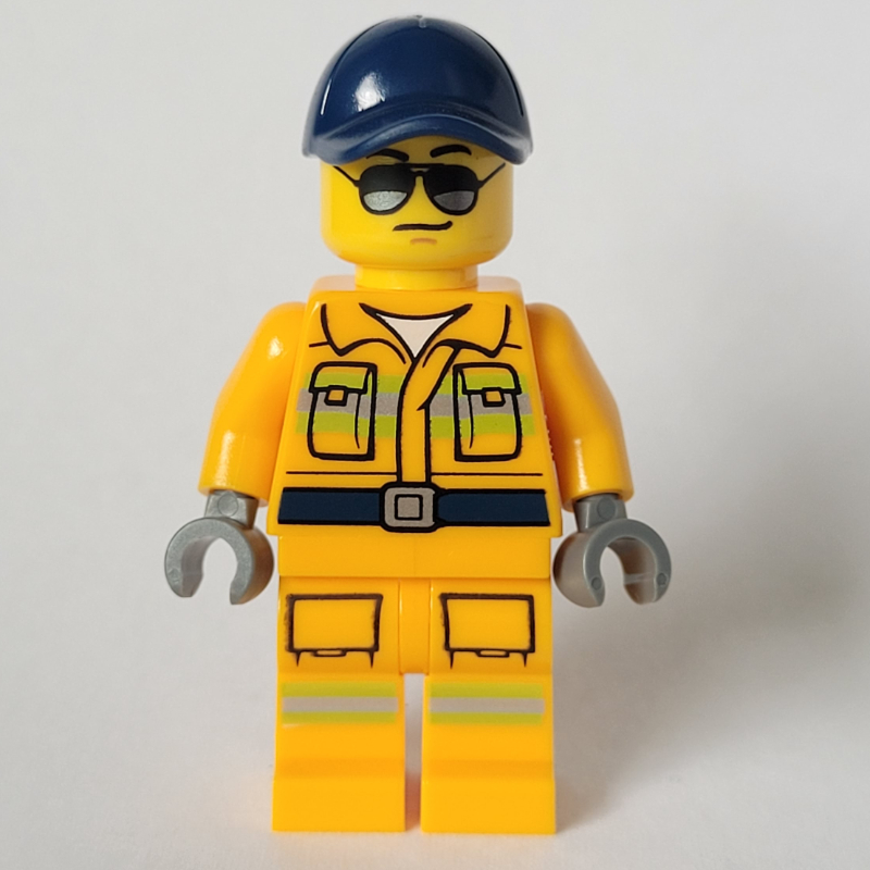 LEGO Firefighter, Bright Light Orange Fire Suit, Dark Blue Cap (fig-013584)