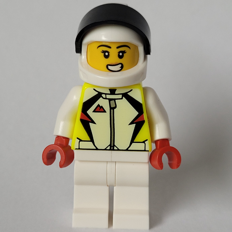 LEGO Stunt Rider, White and Vibrant Yellow Race Suit, White Helmet (fig-013586)
