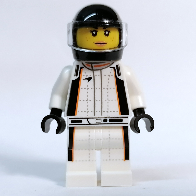 LEGO Race Driver - White Torso, White Legs, Black Helmet (fig-013589)