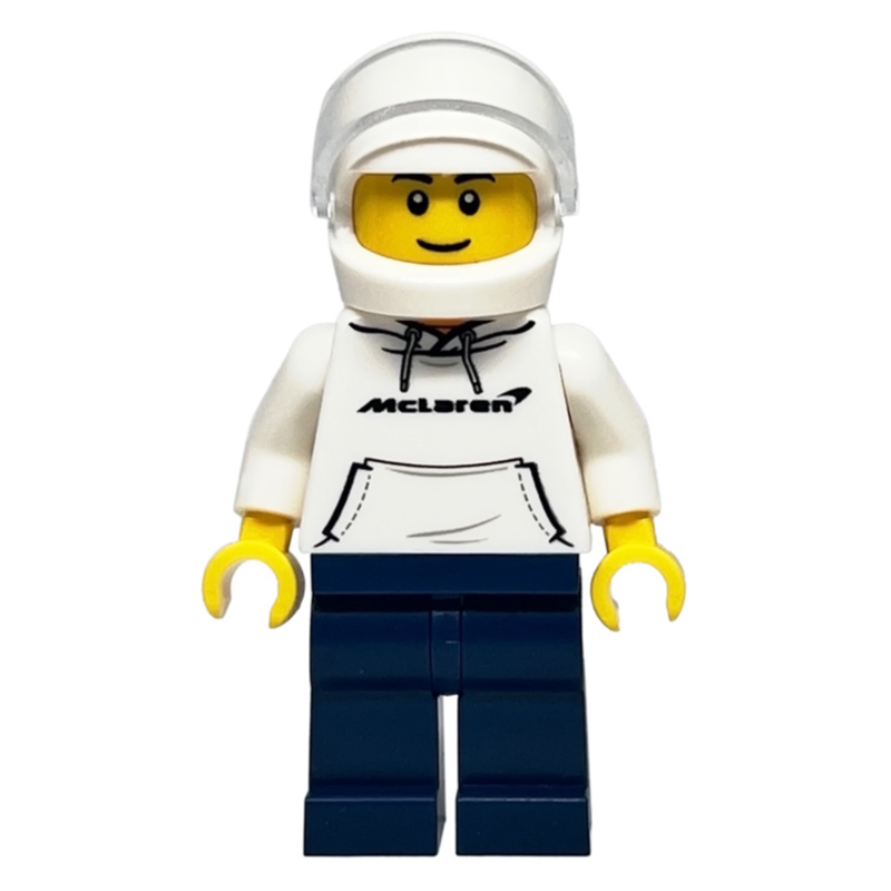 LEGO Race Driver - White Torso, Dark Blue Legs, White Helmet (fig-013590)