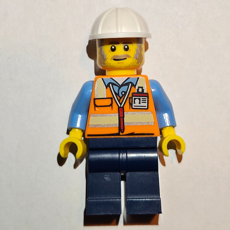 LEGO Construction Worker, Foreman - Orange Torso, Dark Blue Legs, White Helmet (fig-013624)