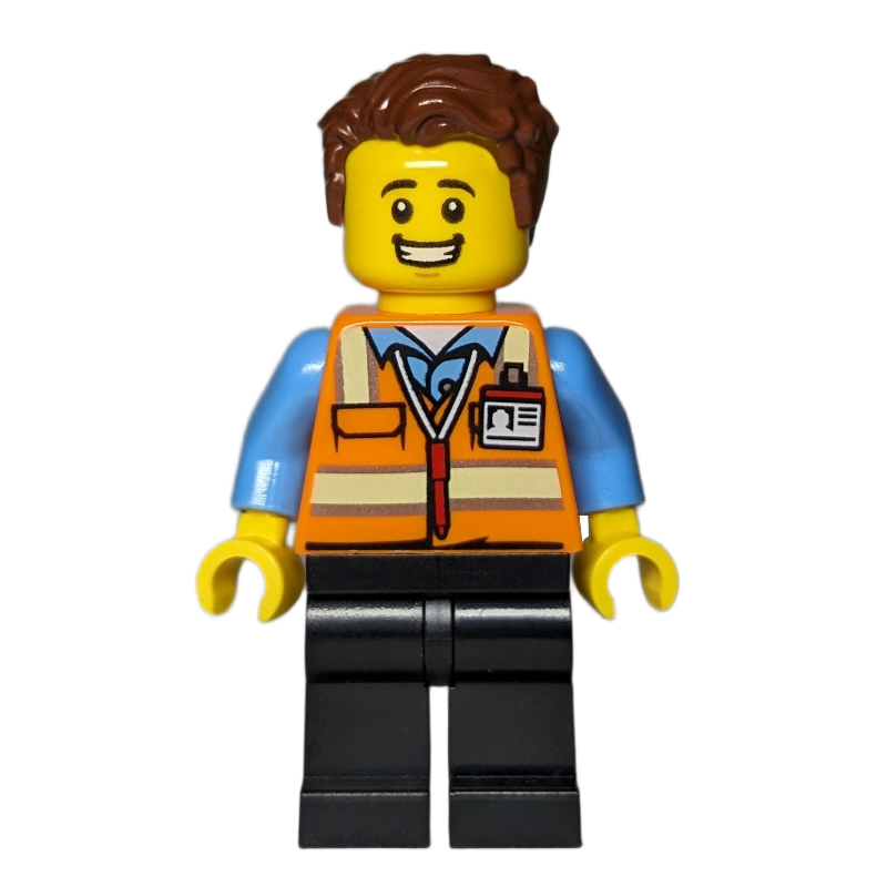 LEGO Orange Torso, Black Legs, Reddish Brown Hair (fig-013630)